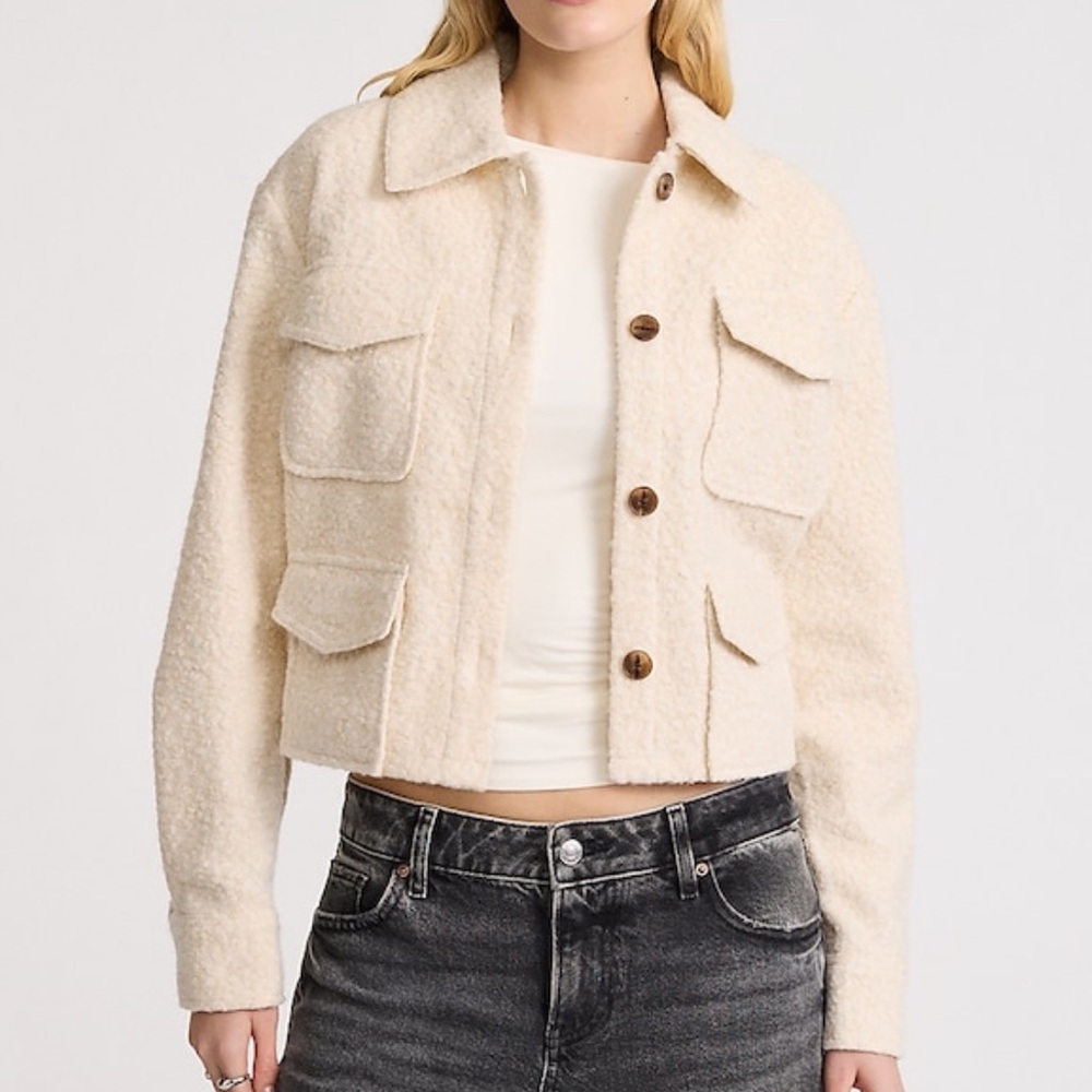 Express Boucle Four Pocket Cropped Jacket